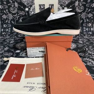 Loro Piana Men's Black Suede Loafers